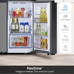 Samsung Bespoke Standard-Depth Beverage Center 28.6-cu ft 4 -Door Smart Compatible French Door Refrigerator with Dual Ice Maker with Water Dispenser and Door within Door ( Stainless steel ) ENERGY STAR Certified