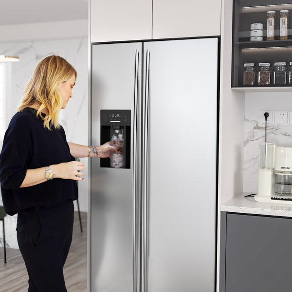 COWSAR 20.01-cu ft Counter-Depth Side-by-Side Refrigerator with Ice Maker ,Water and Ice Dispenser ( Silver )