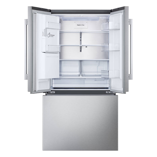 LG Counter-Depth Zero Clearance 23.7-cu ft 3 -Door Smart Compatible French Door Refrigerator with Dual Ice Maker with Water and Ice Dispenser ( PrintProof Stainless Steel ) ENERGY STAR Certified