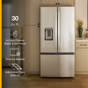 Whirlpool Standard-Depth 29.58-cu ft 3 -Door French Door Refrigerator with Dual Ice Maker with Water and Ice Dispenser ( Fingerprint Resistant Stainless Finish ) ENERGY STAR Certified