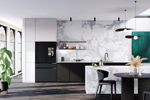 Samsung Bespoke 3-Door French Door Counter-Depth Black Smart Hub Refrigerator (2 Panels Sold Separately)