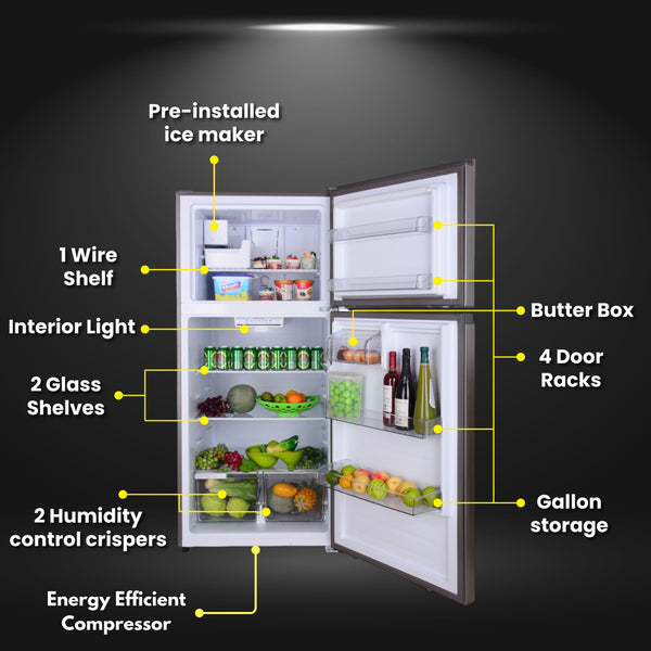 ConServ Reversible Door with Built-in Ice Maker 18-cu ft Top-Freezer Refrigerator with Ice Maker ( Stainless ) ENERGY STAR Certified