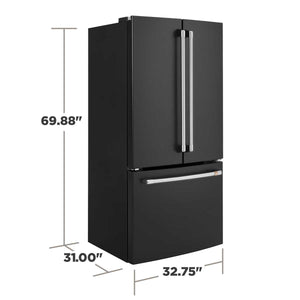 Cafe Counter-Depth 18.6-cu ft 3 -Door French Door Refrigerator with Ice Maker with Water Dispenser ( Matte Black ) ENERGY STAR Certified