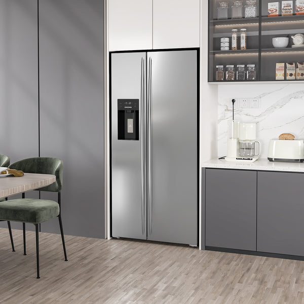 COWSAR 20.01-cu ft Counter-Depth Side-by-Side Refrigerator with Ice Maker ,Water and Ice Dispenser ( Silver )