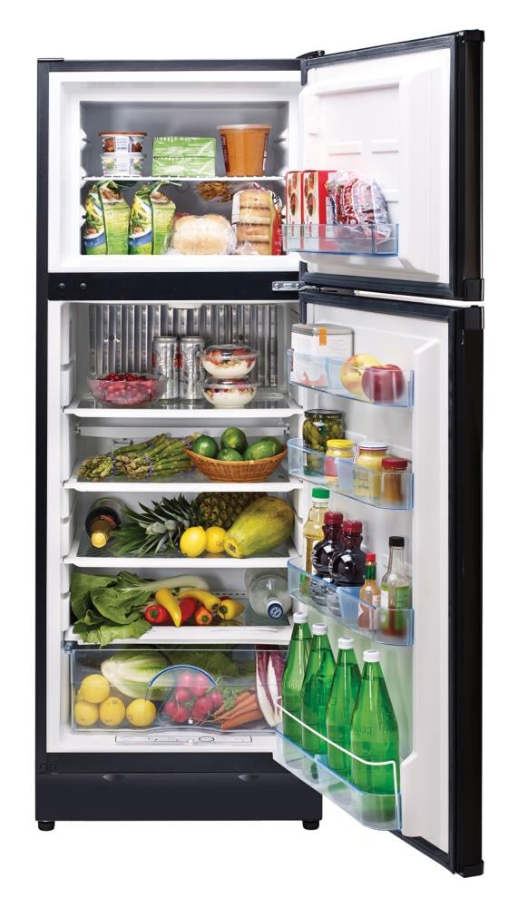UNIQUE Off-Grid 9.7-cu ft Counter-Depth Top-Freezer Refrigerator ( Stainless steel/black )