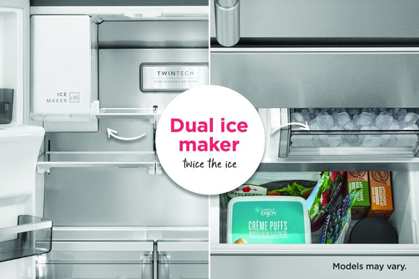 Frigidaire Gallery Counter-Depth 22.6-cu ft 3 -Door French Door Refrigerator with Dual Ice Maker with Water and Ice Dispenser ( Fingerprint Resistant Black Stainless Steel ) ENERGY STAR Certified