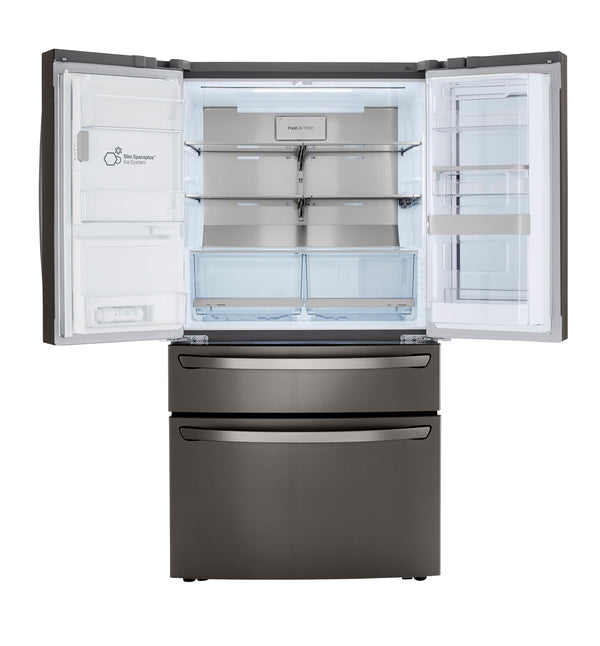 LG Counter-Depth Craft Ice 22.5-cu ft 4 -Door Smart Compatible French Door Refrigerator with Dual Ice Maker with Water and Ice Dispenser and Door within Door ( PrintProof Black Stainless Steel ) ENERGY STAR Certified