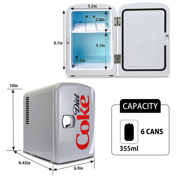 Coca-Cola Diet Coke 6 Can Portable 4L Cooler/Warmer 0.14-cu ft ( Gray, Red )