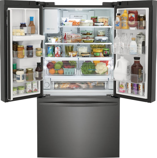 Frigidaire Standard-Depth 27.8-cu ft 3 -Door French Door Refrigerator with Ice Maker with Water and Ice Dispenser ( Black Stainless Steel ) ENERGY STAR Certified