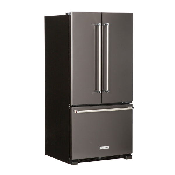 KitchenAid Standard-Depth 22.1-cu ft 3 -Door French Door Refrigerator with Ice Maker with Water Dispenser ( Black Stainless with PRINTSHIELD Finish ) ENERGY STAR Certified