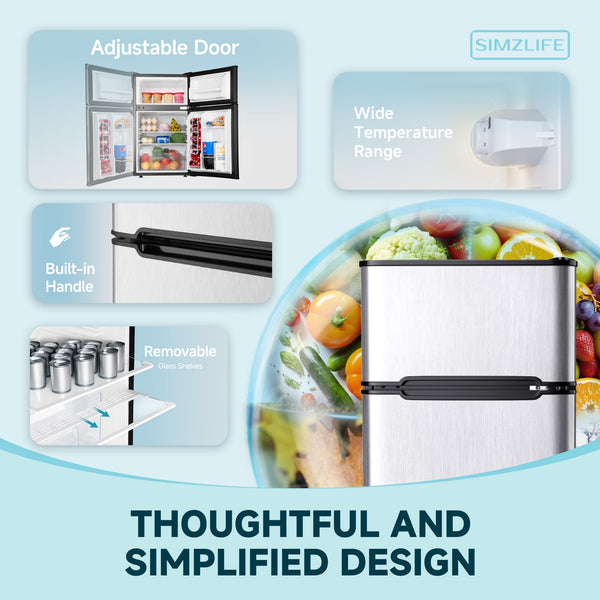 SIMZLIFE 3.2-cu ft Built-In Mini Fridge with Freezer ( Silver )