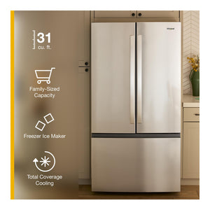 Whirlpool Standard-Depth 30.52 3 -Door French Door Refrigerator with Ice Maker ( Black ) ENERGY STAR Certified