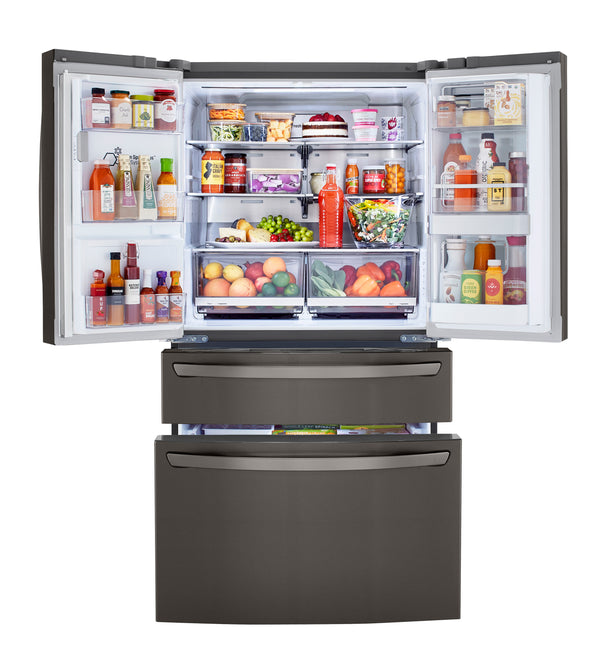 LG Counter-Depth Craft Ice 22.5-cu ft 4 -Door Smart Compatible French Door Refrigerator with Dual Ice Maker with Water and Ice Dispenser and Door within Door ( PrintProof Black Stainless Steel ) ENERGY STAR Certified