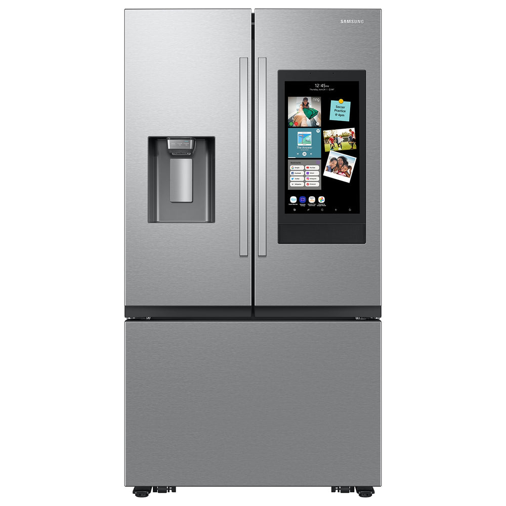 Samsung Standard-Depth Mega Capacity Family Hub 30-cu ft 3 -Door Smart Compatible French Door Refrigerator Triple with Water and Ice Dispenser ( Fingerprint Resistant Stainless Steel ) ENERGY STAR Certified