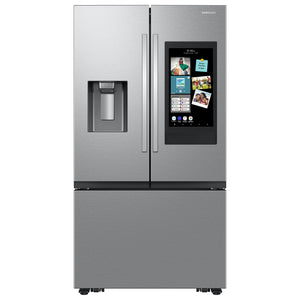 Samsung Standard-Depth Mega Capacity Family Hub 30-cu ft 3 -Door Smart Compatible French Door Refrigerator Triple with Water and Ice Dispenser ( Fingerprint Resistant Stainless Steel ) ENERGY STAR Certified