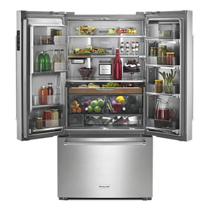 KitchenAid Counter-Depth 23.8-cu ft 3 -Door French Door Refrigerator with Ice Maker with Water and Ice Dispenser ( Stainless Steel with PRINTSHIELD Finish )
