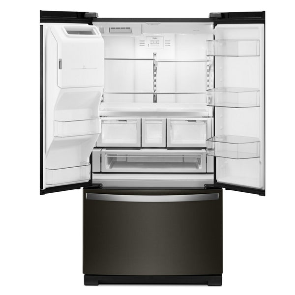Whirlpool Standard-Depth 26.8-cu ft 3 -Door French Door Refrigerator with Dual Ice Maker with Water and Ice Dispenser ( Fingerprint Resistant Black Stainless ) ENERGY STAR Certified