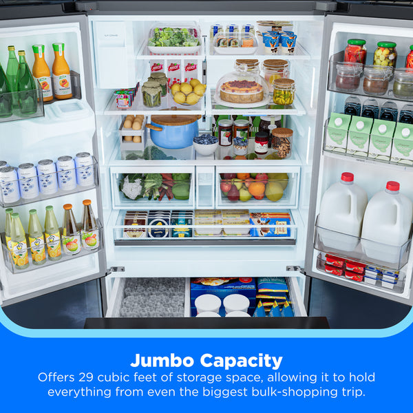 Midea Standard-Depth OneTouch Autofill 28.9-cu ft 3 -Door Smart Compatible French Door Refrigerator with Dual Ice Maker with Water and Ice Dispenser ( Stainless steel ) ENERGY STAR Certified