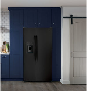 GE 25.3-cu ft Side-by-Side Refrigerator with Ice Maker ,Water and Ice Dispenser ( Black ) ENERGY STAR Certified