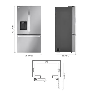 LG Standard-Depth 30.7-cu ft 3 -Door Smart Compatible French Door Refrigerator with Dual Ice Maker with Water and Ice Dispenser ( PrintProof Stainless Steel ) ENERGY STAR Certified
