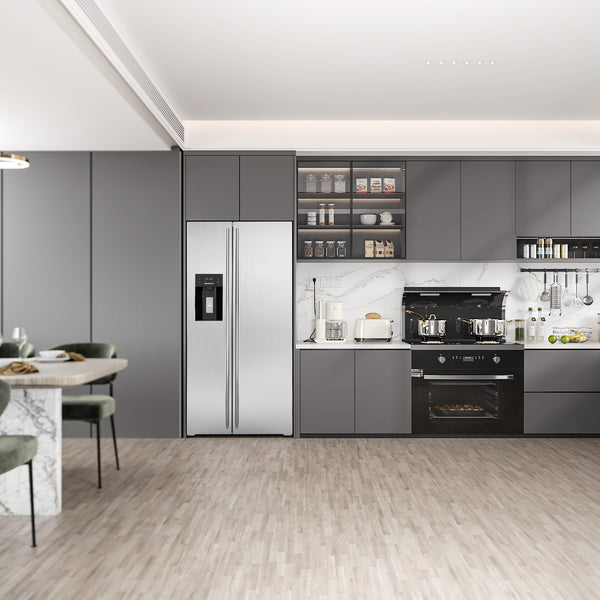 COWSAR 20.01-cu ft Counter-Depth Side-by-Side Refrigerator with Ice Maker ,Water and Ice Dispenser ( Silver )