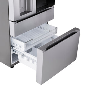 LG Standard-Depth InstaView MyColor 28.6-cu ft 4 -Door Smart Compatible French Door Refrigerator with Dual Ice Maker with Water and Ice Dispenser and Door within Door ( PrintProof Stainless Steel ) ENERGY STAR Certified