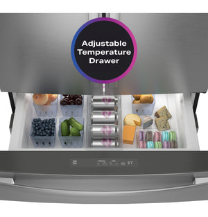 GE Profile Counter-Depth 23.2-cu ft 4 -Door Smart Compatible French Door Refrigerator with Ice Maker with Water Dispenser ( Stainless Steel ) ENERGY STAR Certified