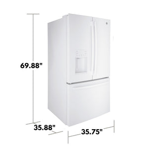 GE Standard-Depth 25.6-cu ft 3 -Door French Door Refrigerator with Ice Maker with Water and Ice Dispenser ( White ) ENERGY STAR Certified