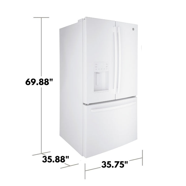 GE Standard-Depth 25.6-cu ft 3 -Door French Door Refrigerator with Ice Maker with Water and Ice Dispenser ( White ) ENERGY STAR Certified