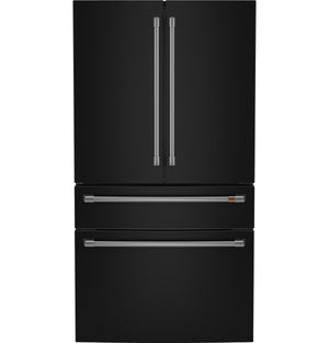 Cafe Counter-Depth 23.2-cu ft 4 -Door Smart Compatible French Door Refrigerator with Ice Maker with Water Dispenser ( Matte Black ) ENERGY STAR Certified