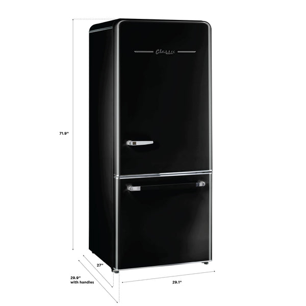 UNIQUE Classic Retro 17.7-cu ft Counter-Depth Bottom-Freezer Refrigerator with Ice Maker ( Midnight Black ) ENERGY STAR Certified