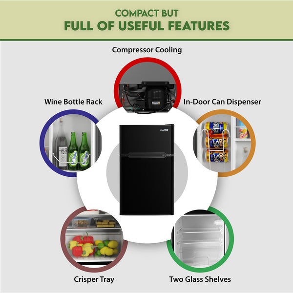 Equator Advanced Appliances 3.2-cu ft Mini Fridge with Freezer ( Black ) ENERGY STAR