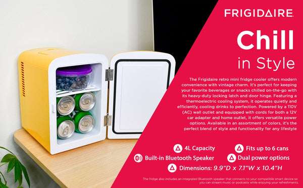 Frigidaire Built-in Bluetooth Speaker 0.3-cu ft Mini Fridge ( Yellow ) Garage Ready