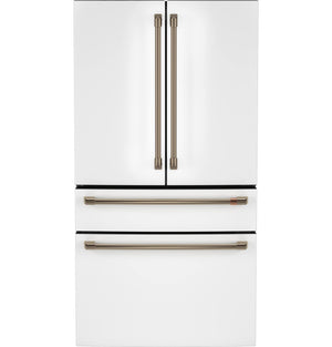 Cafe Counter-Depth 23.2-cu ft 4 -Door Smart Compatible French Door Refrigerator with Ice Maker with Water Dispenser ( Matte White ) ENERGY STAR Certified