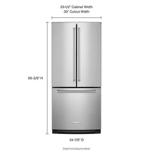 KitchenAid Standard-Depth 19.7-cu ft 3 -Door French Door Refrigerator with Ice Maker with Ice Dispenser ( Stainless Steel )