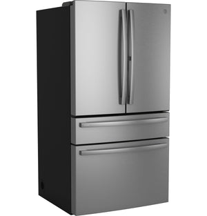 GE Profile Standard-Depth 28.7-cu ft 4 -Door Smart Compatible French Door Refrigerator with Ice Maker with Water Dispenser ( Stainless Steel ) ENERGY STAR Certified