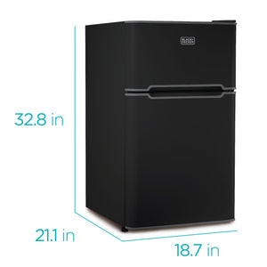 BLACK+DECKER 3.1-cu ft Mini Fridge with Freezer ( Black ) Garage Ready ENERGY STAR