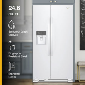 Whirlpool 24.6-cu ft Side-by-Side Refrigerator with Ice Maker ,Water and Ice Dispenser ( White )