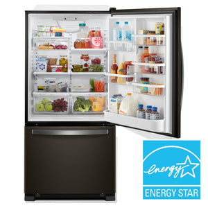Whirlpool 22.1-cu ft Standard-Depth Bottom-Freezer Refrigerator with Ice Maker ( Fingerprint Resistant Black Stainless ) ENERGY STAR Certified