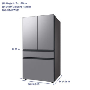 Samsung Bespoke Standard-Depth Beverage Center 28.8-cu ft 4 -Door Smart Compatible French Door Refrigerator with Dual Ice Maker with Water Dispenser and Door within Door ( Stainless Steel - All Panels ) ENERGY STAR Certified