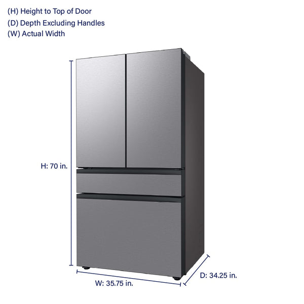 Samsung Bespoke Standard-Depth Beverage Center 28.8-cu ft 4 -Door Smart Compatible French Door Refrigerator with Dual Ice Maker with Water Dispenser and Door within Door ( Stainless Steel - All Panels ) ENERGY STAR Certified