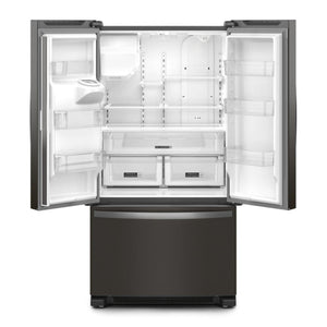 Whirlpool Standard-Depth 24.7-cu ft 3 -Door French Door Refrigerator with Ice Maker with Water and Ice Dispenser ( Black Stainless Steel ) ENERGY STAR Certified