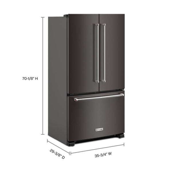 KitchenAid Counter-Depth 20-cu ft 3 -Door French Door Refrigerator with Ice Maker ( Black Stainless Steel ) ENERGY STAR Certified