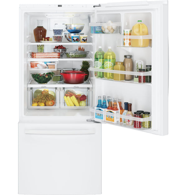 GE 20.9-cu ft Standard-Depth Bottom-Freezer Refrigerator with Ice Maker ( White ) ENERGY STAR Certified