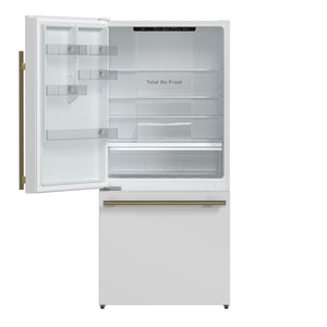 FORNO Milano Espresso 17.2-cu ft Counter-Depth Bottom-Freezer Refrigerator with Ice Maker ( White ) ENERGY STAR Certified