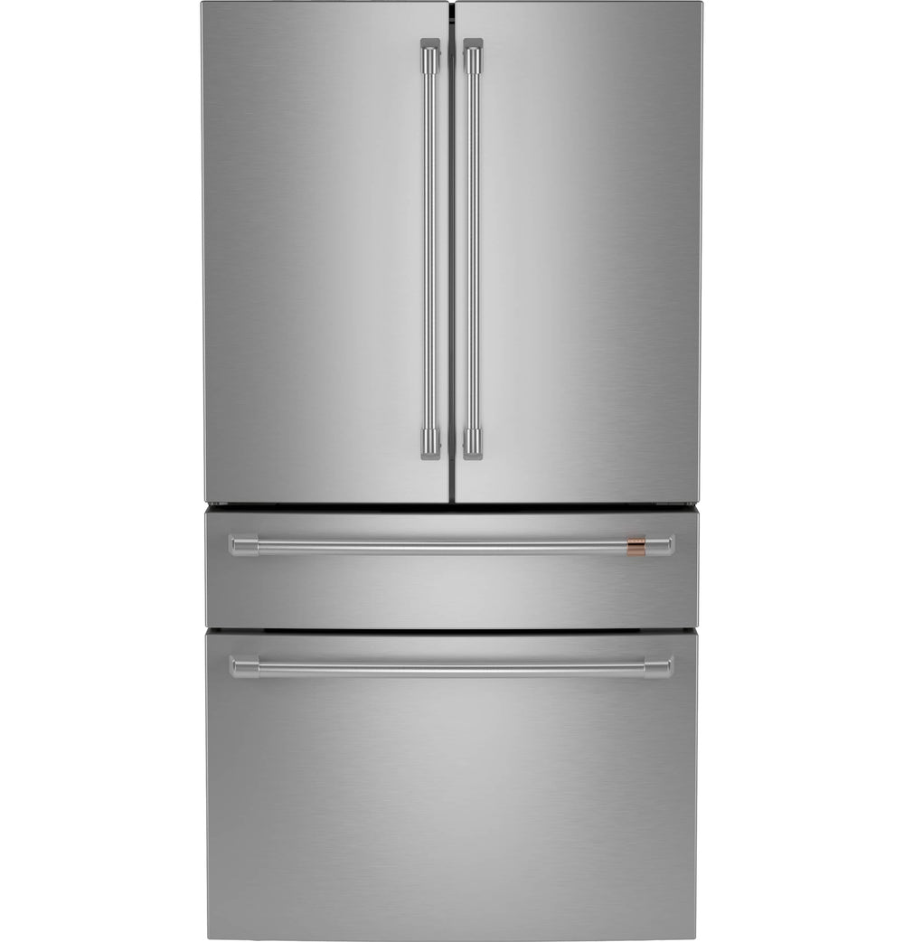 Cafe Counter-Depth 23.2-cu ft 4 -Door Smart Compatible French Door Refrigerator with Ice Maker with Water Dispenser ( Stainless Steel ) ENERGY STAR Certified