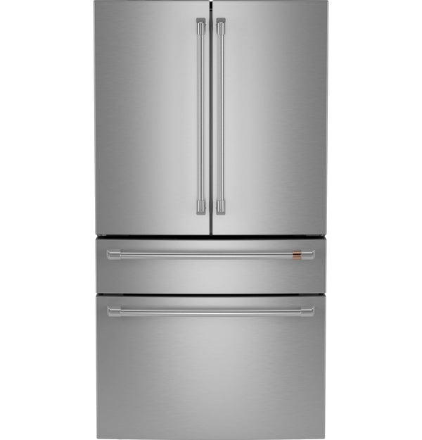 Cafe Counter-Depth 23.2-cu ft 4 -Door Smart Compatible French Door Refrigerator with Ice Maker with Water Dispenser ( Stainless Steel ) ENERGY STAR Certified