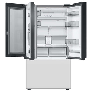 Samsung Bespoke Standard-Depth Beverage Center 30.1-cu ft 3 -Door Smart Compatible French Door Refrigerator with Dual Ice Maker with Water Dispenser and Door within Door ( White Glass - All Panels ) ENERGY STAR Certified