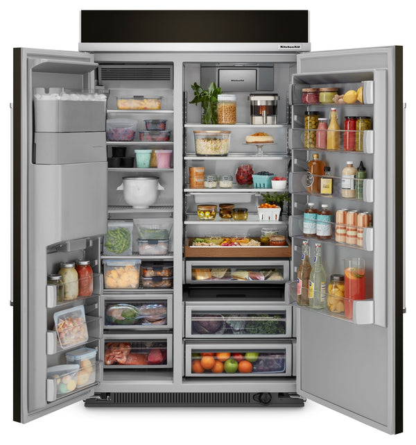 KitchenAid 25.1-cu ft Counter-Depth Side-by-Side Refrigerator Built-In ,Water and Ice Dispenser ( Black Stainless Steel with PrintShield Finish ) ENERGY STAR Certified