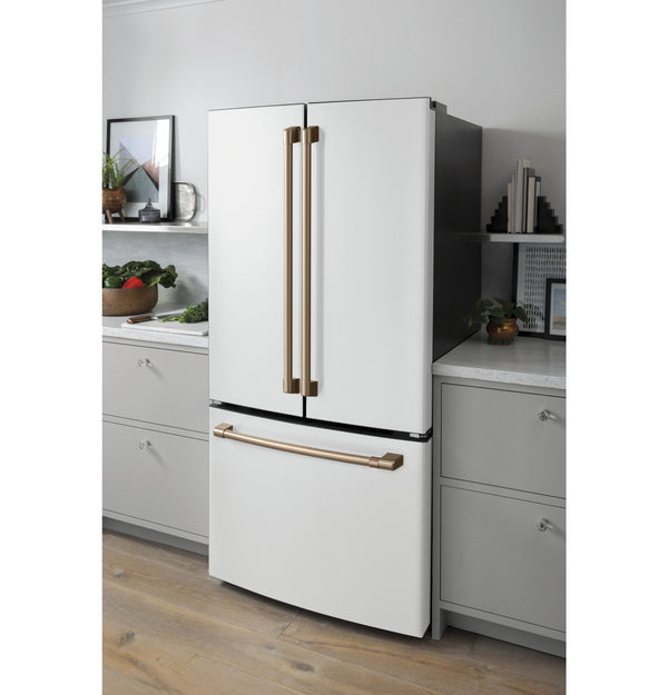 Cafe Counter-Depth 18.6-cu ft 3 -Door French Door Refrigerator with Ice Maker with Water Dispenser ( Matte White ) ENERGY STAR Certified
